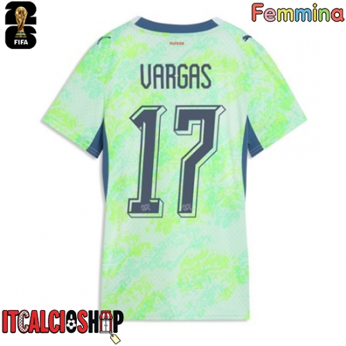 Svizzera Ruben Vargas #17 Seconda Maglia Femmina Mondiali 2026 Manica Corta